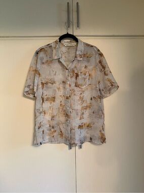 All Saints Short-Sleeve Button-Down Shirt in light blue and Brown Wash